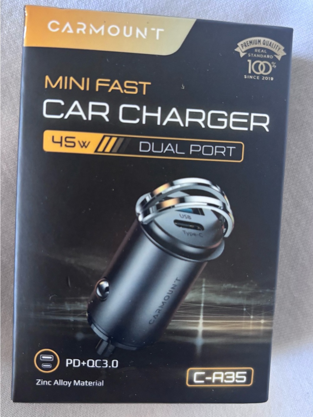 Carmount Mini Fast 45W Dual Port Car Charger - Black